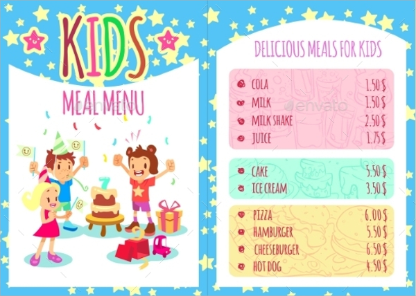 kids meal menu template