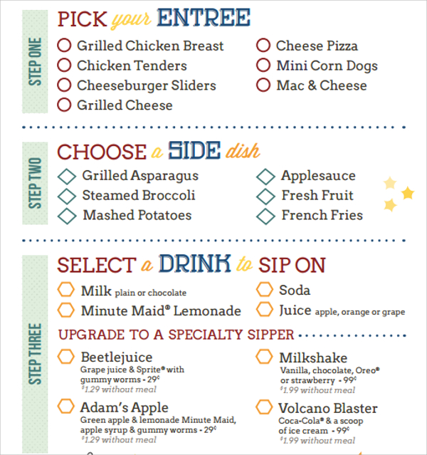 20+ Sample Kids Menu Templates | Sample Templates