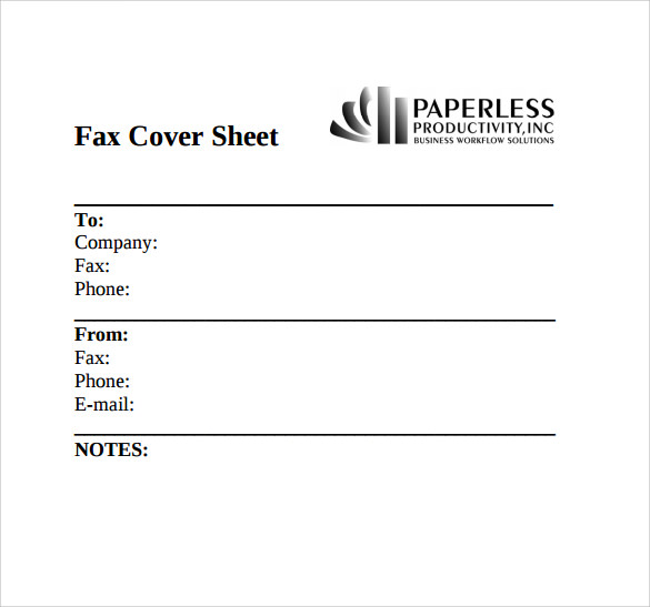 fax cover example format 