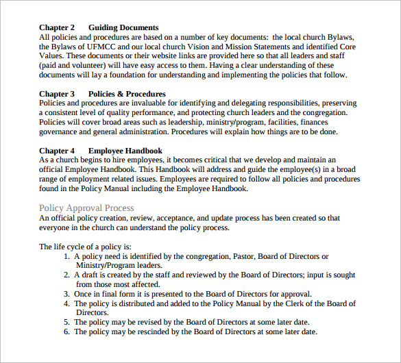 sample policy manual template