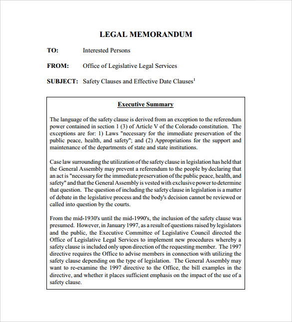 Memorandum Of Law Template   Legal Memorandum Template 