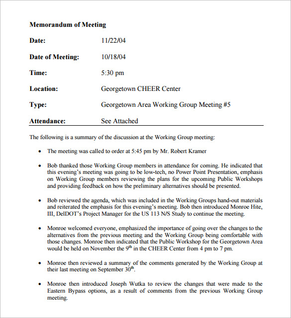 memorandum of meeting