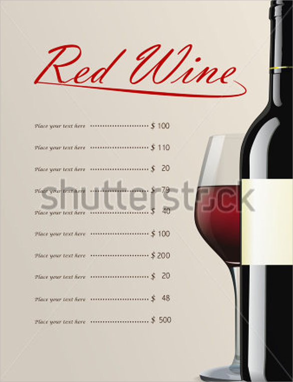 red wine menu