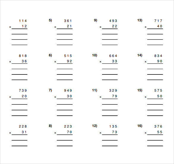 long multiplication worksheets pdf