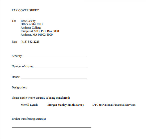 sample blank fax cover sheet template