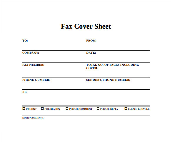 fax cover sheet attention