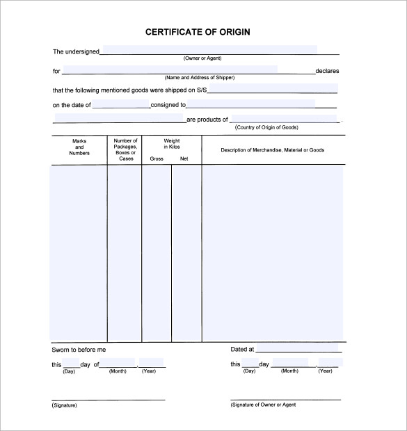 nafta certificate template