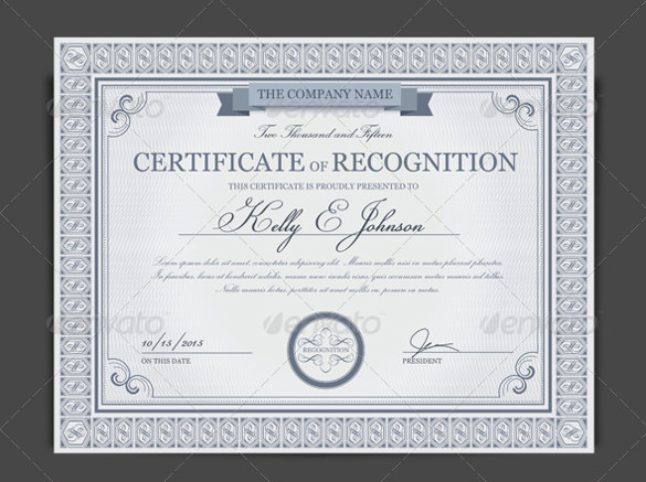certificate of recognition psd