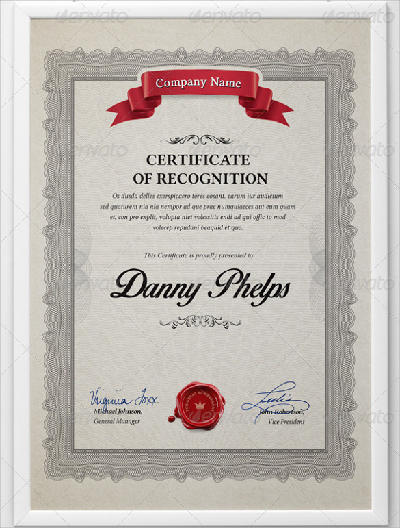 sample certificate of recognition