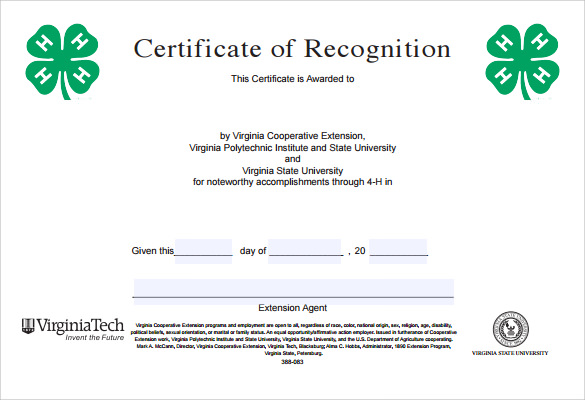 free download certificate of recognition