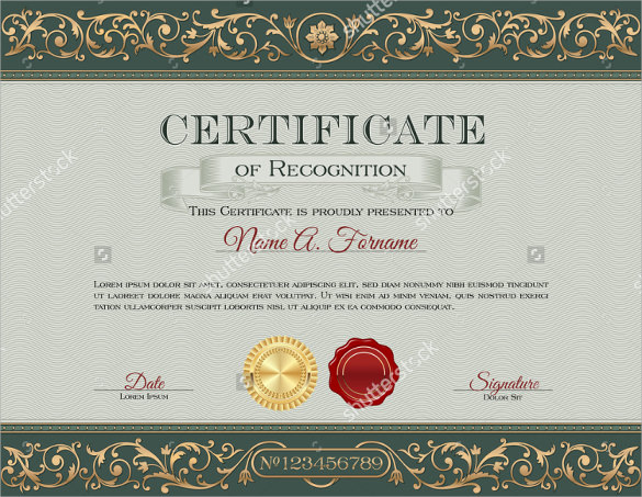 certificate of recognition to print