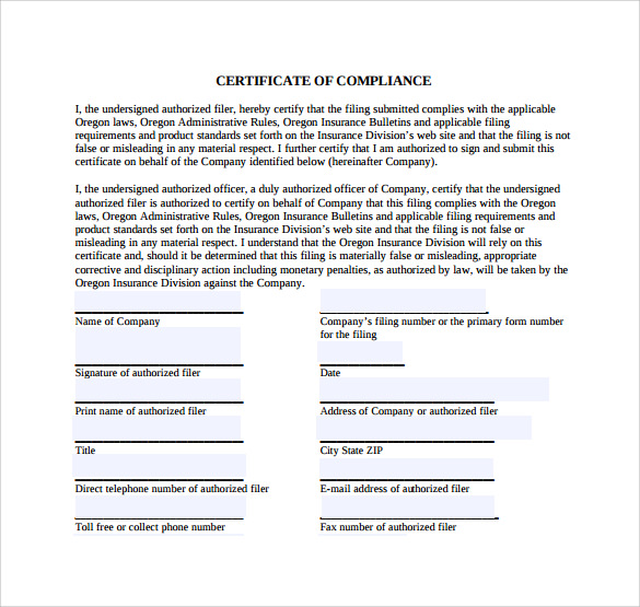 certificate of compliance pdf