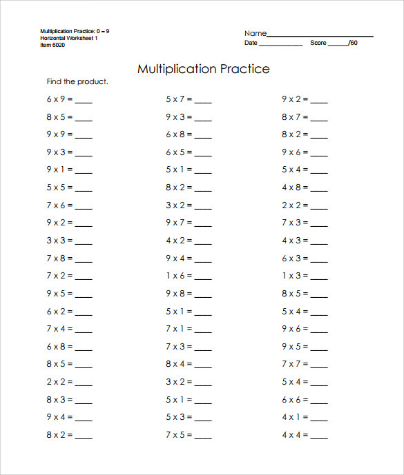 Horizontal Part Of The Worksheet Identified By Numbers