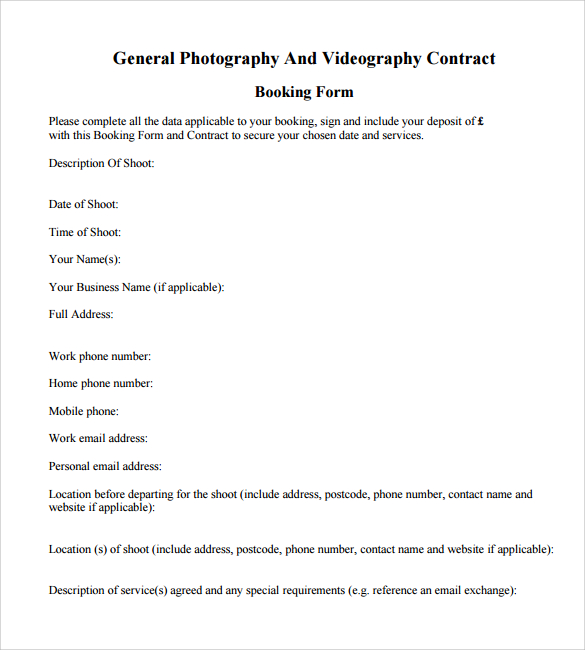 genearl videography contract 