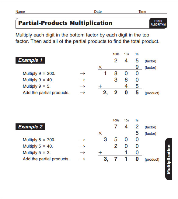 sample vertical multiplication facts worksheets