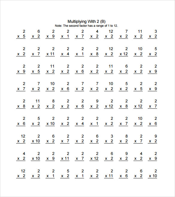 free vertical multiplication facts worksheets
