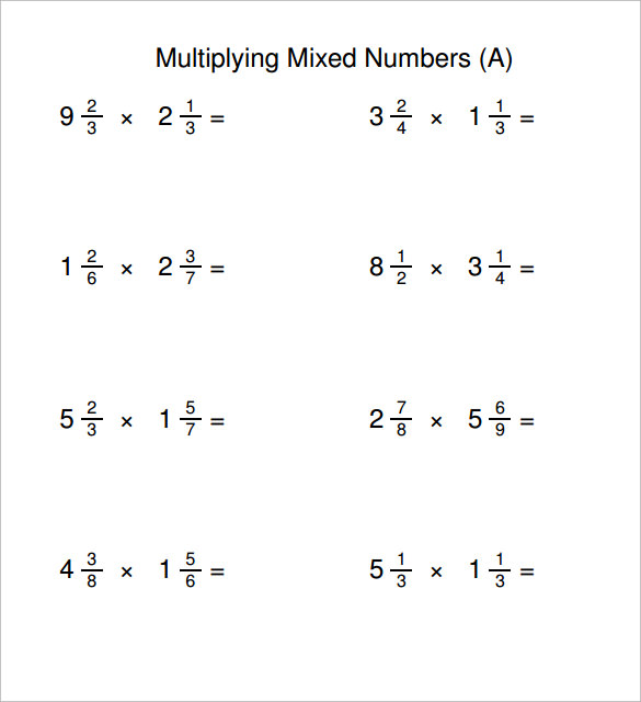 multipying fractions worksheet pdf