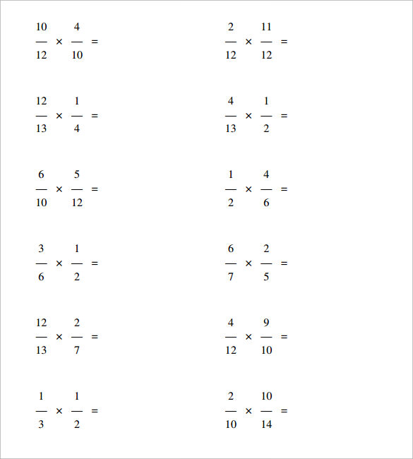 FREE 14+ Sample Multiplying Fractions Worksheet Templates in PDF | MS Word