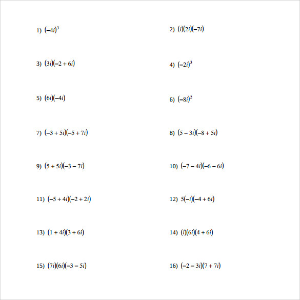 example of algebraic multiplication worksheet
