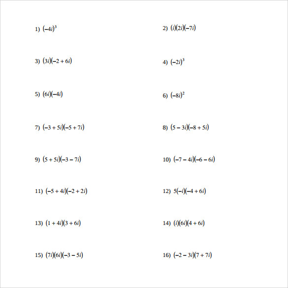 Algebra Multiplications Worksheets