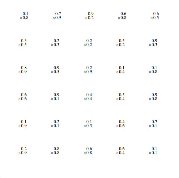 multiplying decimals tenths worksheet fraction and decimal worksheets