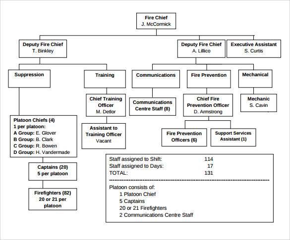 fire department team organizational chart