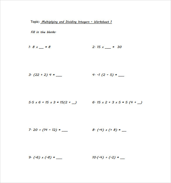 free-9-sample-multiplying-integers-horizontal-worksheet-templates-in-pdf