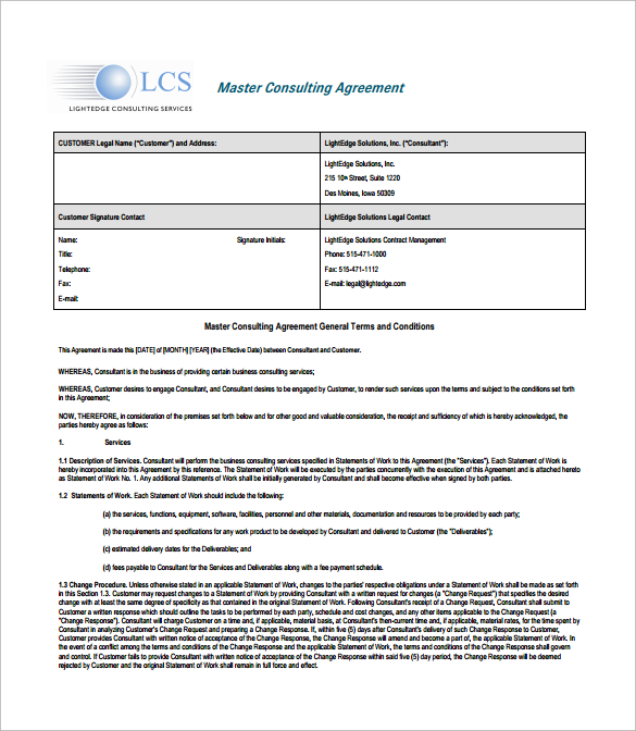 master consultant contract pdf template free download