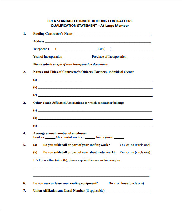 Roofing Contract Template 8+ Download Free Documents in PDF