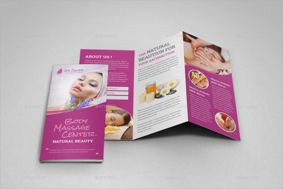 spa beauty salon trifold brochure template