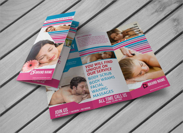 spa beauty saloon trifold brochure