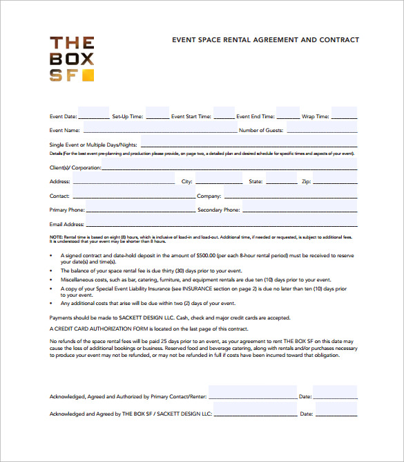 event contract template sample