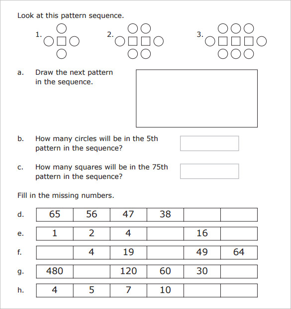 sample patterning worksheet