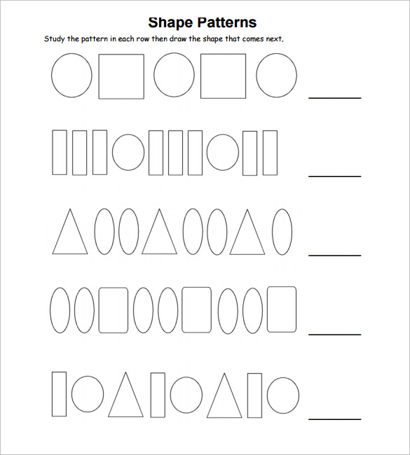 Free Printable Shape Pattern Worksheets