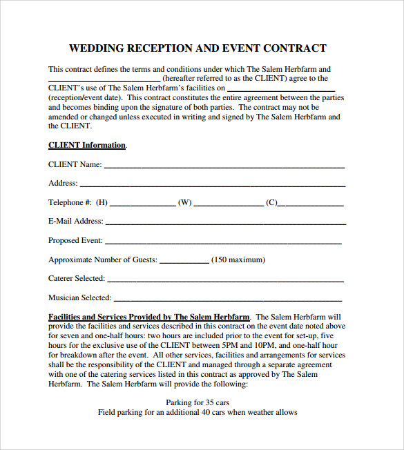 party planner contract pdf