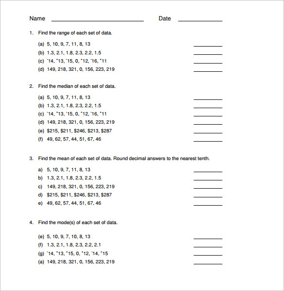 FREE 15 Sample Statistics Worksheet Templates In PDF MS Word