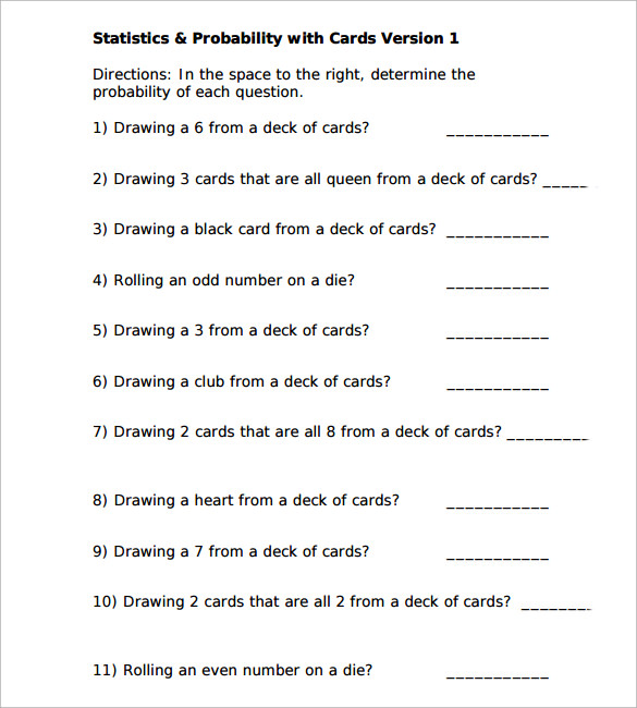 15+ Sample Statistics Worksheets | Sample Templates