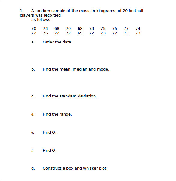 free 15 sample statistics worksheet templates in pdf ms word