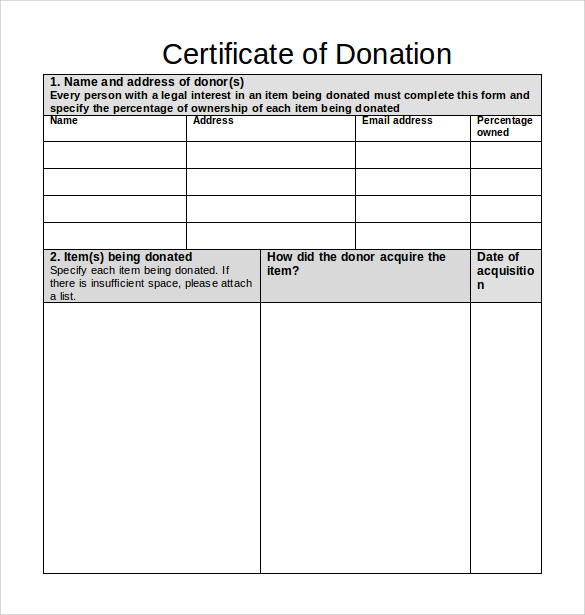 donation certificate template word