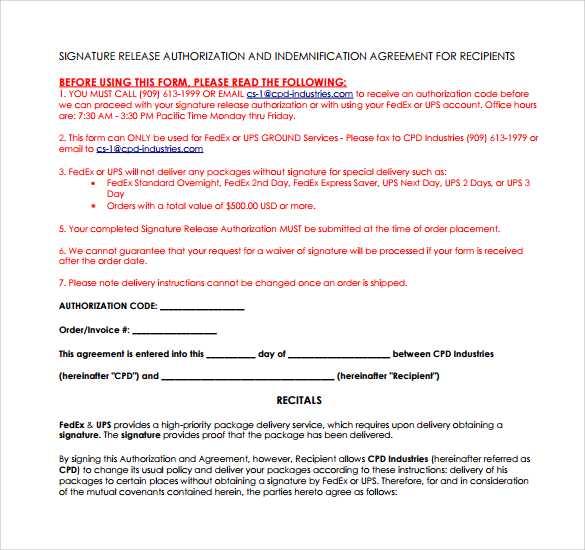 Ups Shipment Release Authorization Form Pdf