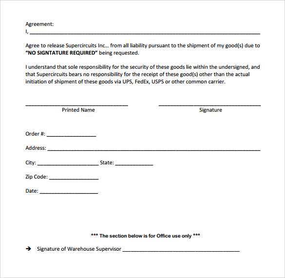 10 ups signature release form templates to download sample templates