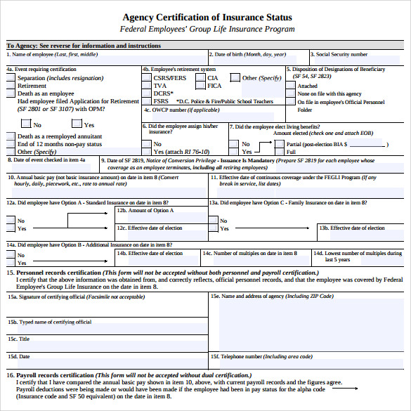 FREE 15  Certificate of Insurance Templates in PDF MS Word