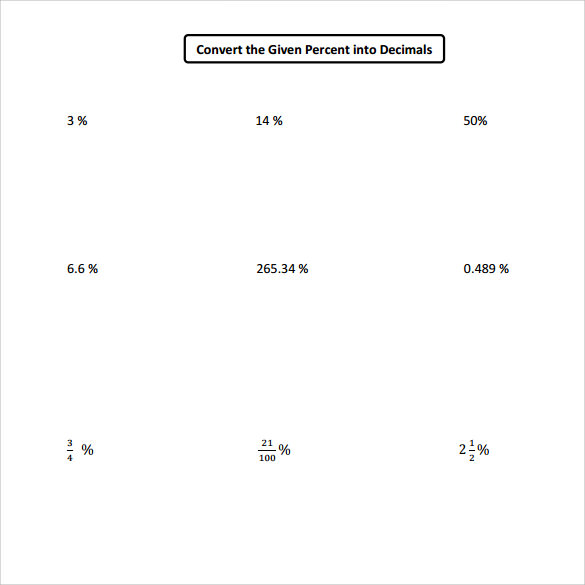 simple percents worksheet