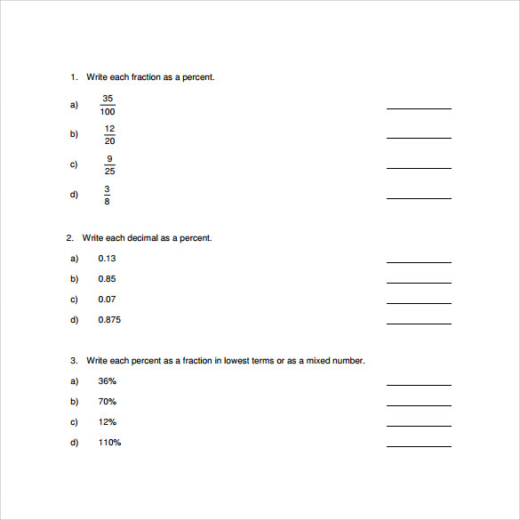 percents of a number worksheet