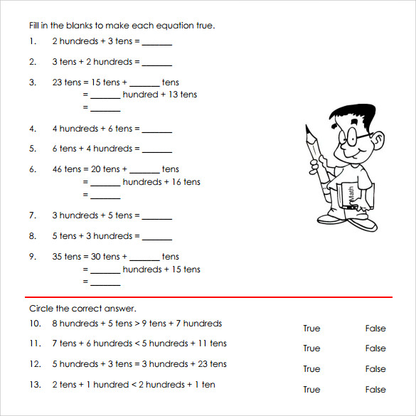 sample pdf place value worksheet