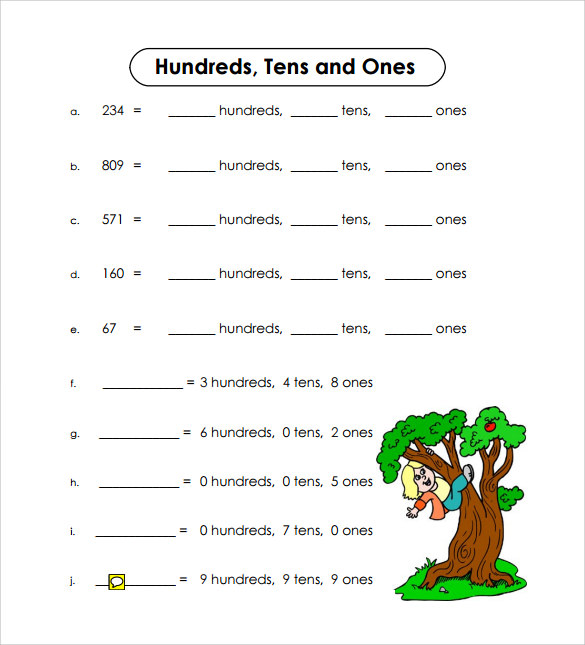 place example value chart to Sample Templates 14 Place Worksheet  Value Download