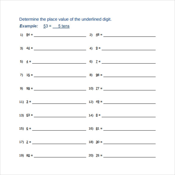 free 13 sample place value worksheet templates in pdf ms word