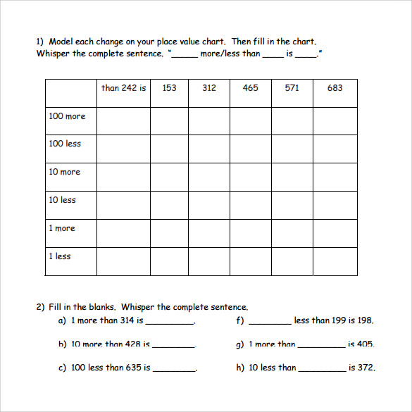 Blank Place Value Chart Pdf
