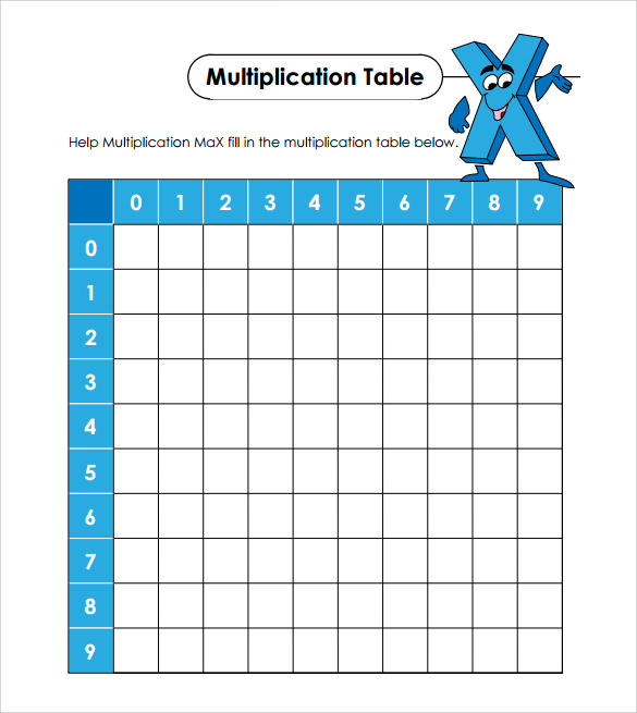 pdf printable multiplication table