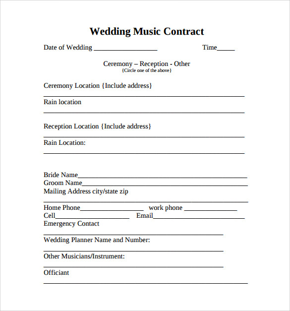 free sample music contract template